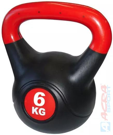 ACRA Činka kettlebell s cementovou náplní 6 kg černo-červená