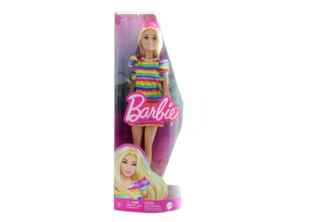 Barbie Modelka-proužkované šaty s volány HPF73 TV 1.9.-31.12.