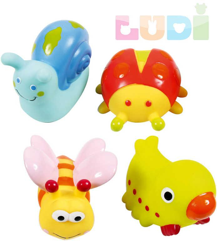 LUDI Baby zvířátko do vody 7cm stříkací set 4ks pro miminko