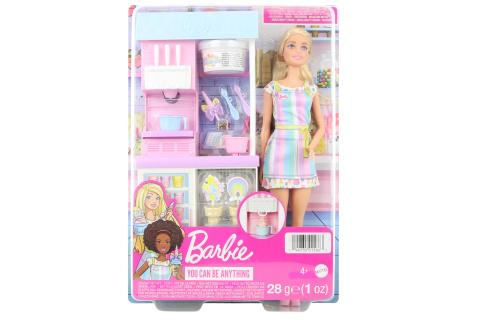 Barbie Prodavačka zmrzliny blondýnka herní set HCN46