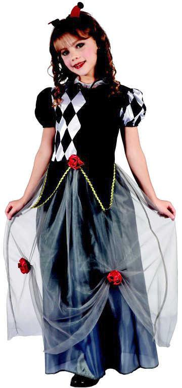 KARNEVAL Šaty Princezna šašek vel.M (120-130 cm) 5-9 let KOSTÝM