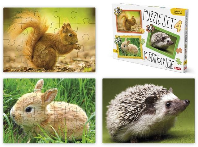 Puzzle SET 4 MLÁĎÁTKA V LESE