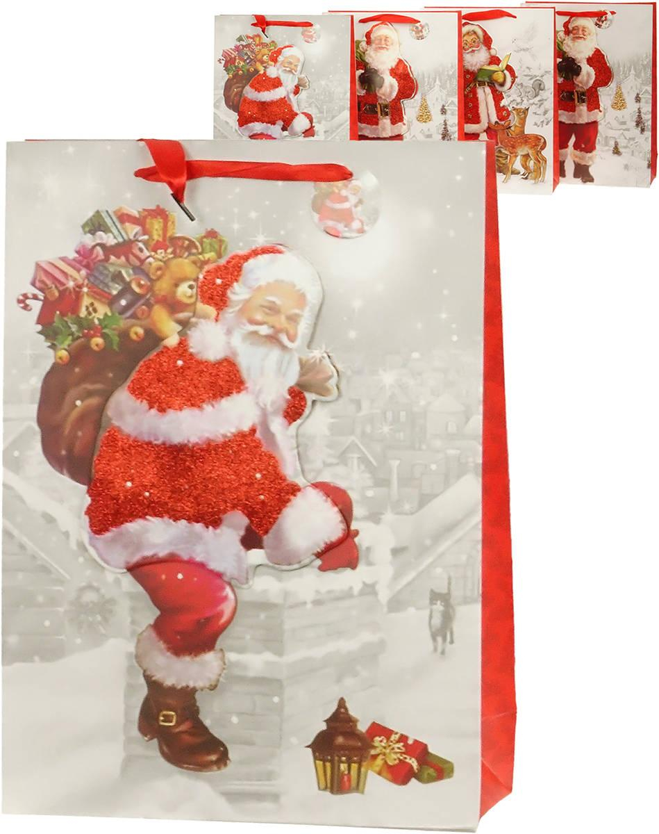 Taška dárková Vánoční Santa Claus 3D 30x41cm karton 4 druhy