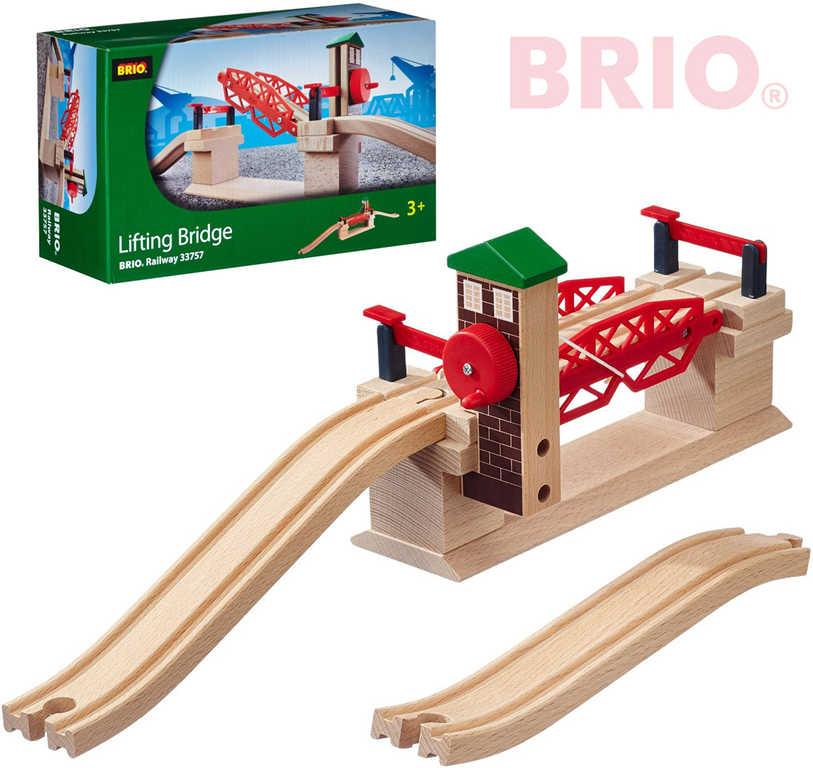 BRIO DŘEVO Set most železniční s výtahem + 2 koleje rozšíření k vláčkodráze