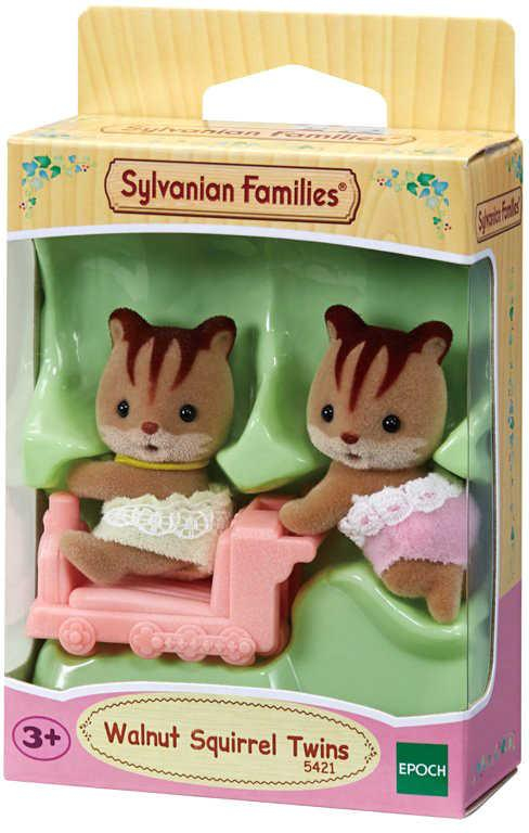 Sylvanian Families Oříškové veverky dvojčata herní set 2 figurky + mašinka