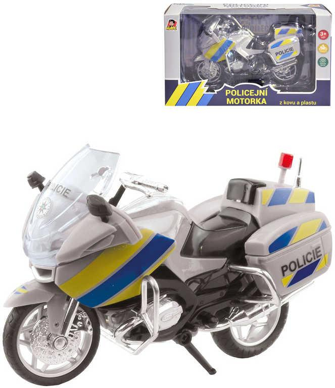 Motorka policejní kovová 12cm volný chod design česká policie CZ