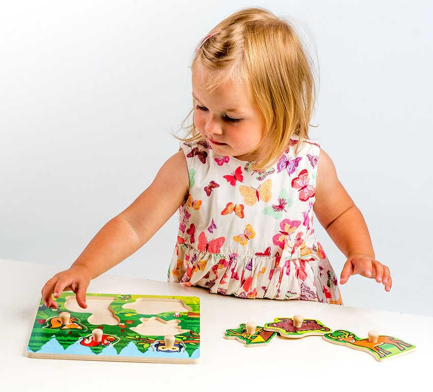 DŘEVO Baby vkládačka lesní zvířátka puzzle s úchyty *DŘEVĚNÉ HRAČKY*