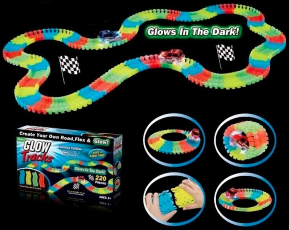 Autodráha Glow Track set 220ks s autíčkem svítí ve tmě LED Světlo