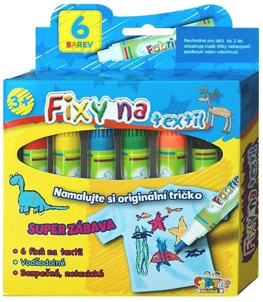 Fixy na textil vodě odolné 6ks v krabičce