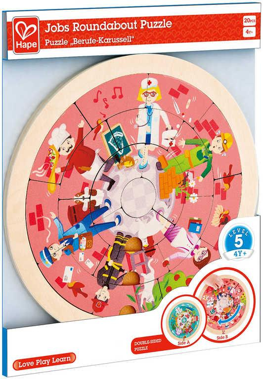 HAPE DŘEVO Puzzle kruhové povolání oboustranná skládačka v rámečku