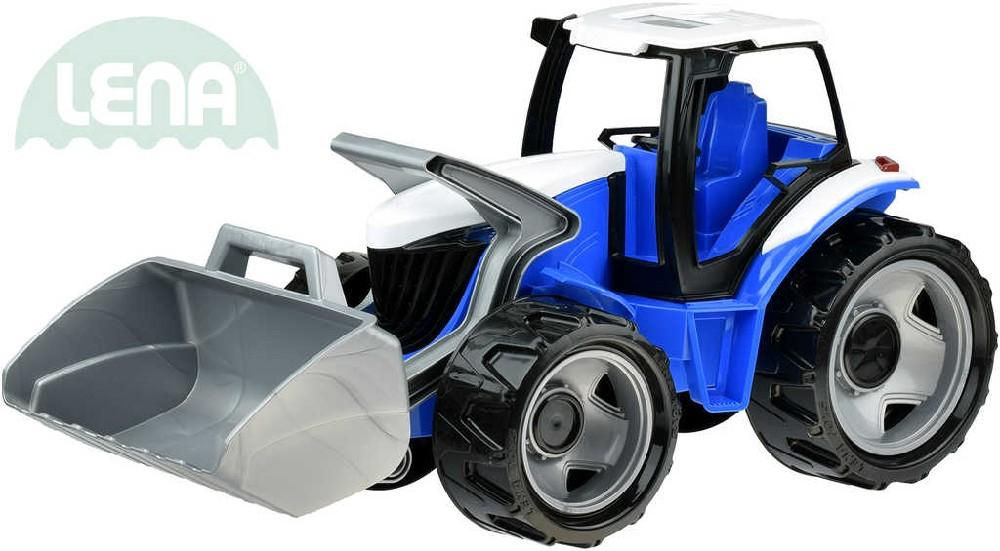 LENA Traktor se lžící 69cm modro-šedý plast 02055