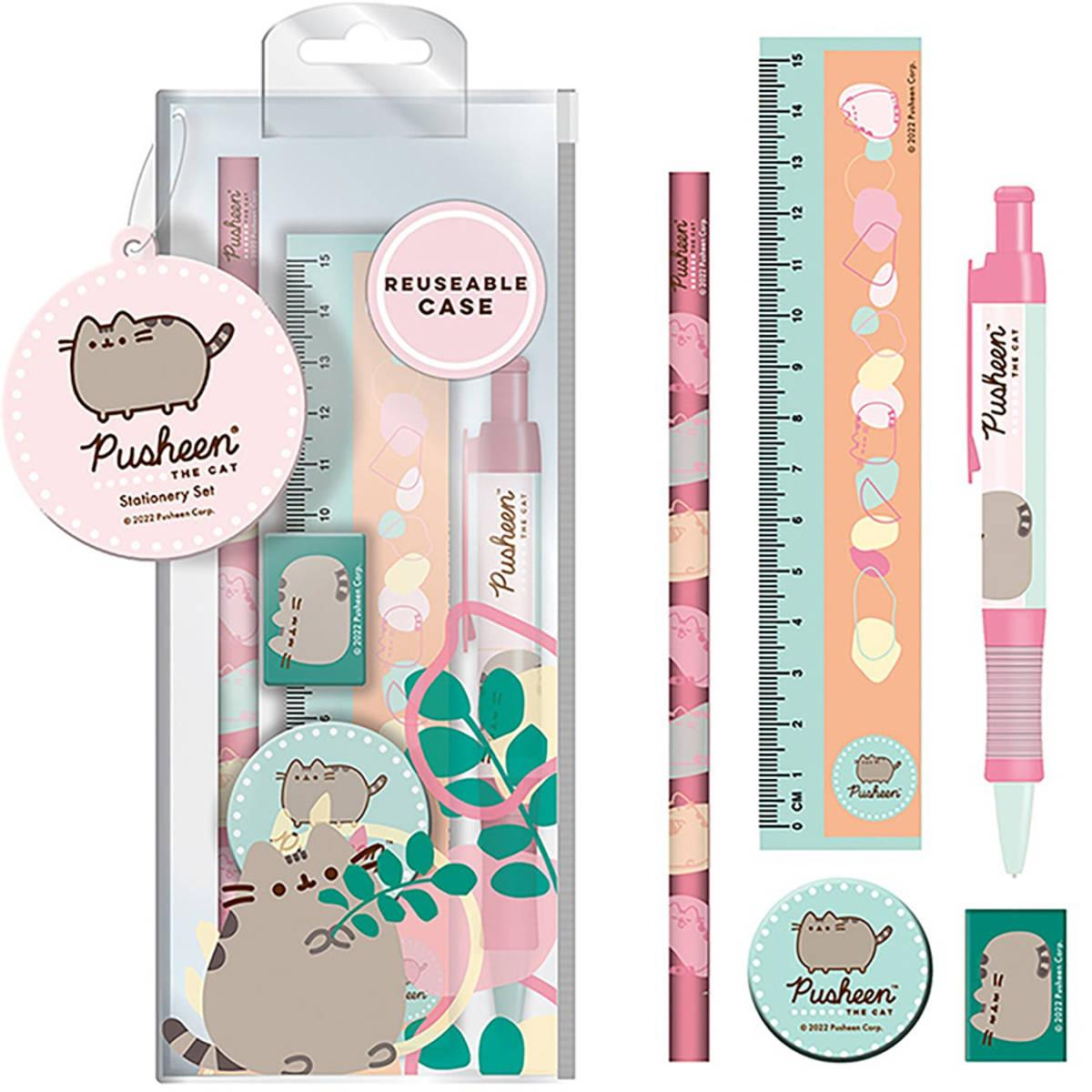 Školní potřeby holčičí kočka Pusheen set 5ks v igelitovém pouzdře