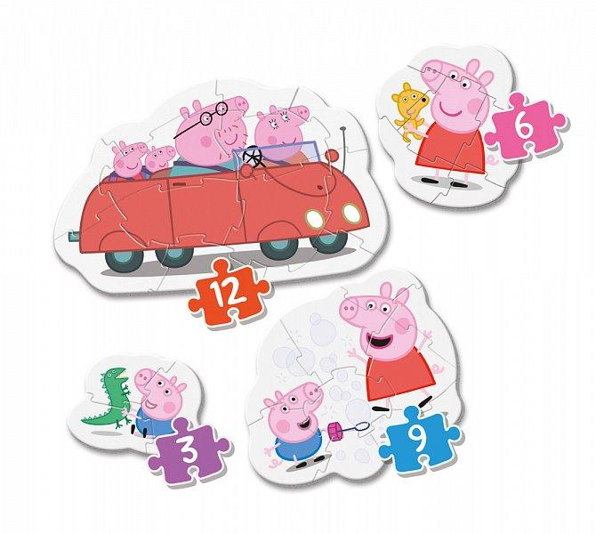 Puzzle 3+6+9+12 dílků My first puzzle - Peppa Pig