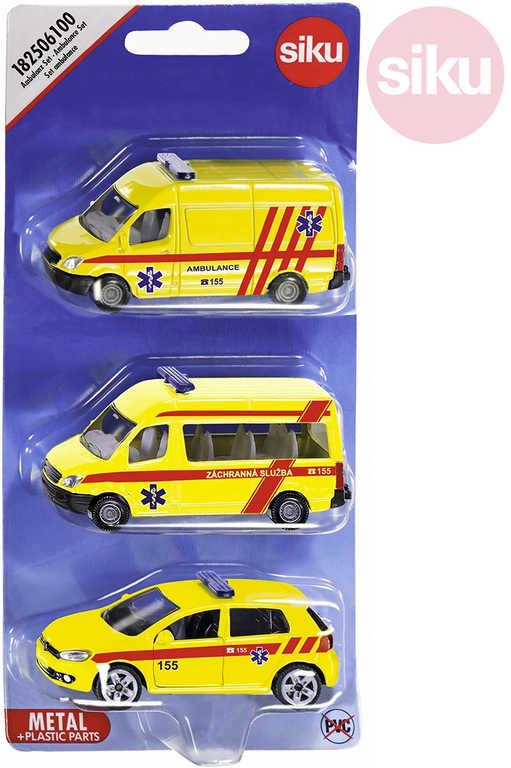 SIKU Auta žlutá Ambulance ČR set 3ks model kov blister 1825