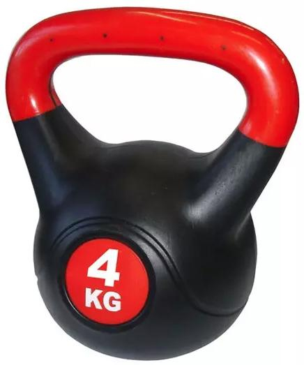 ACRA Činka kettlebell s cementovou náplní 4 kg černo-červená