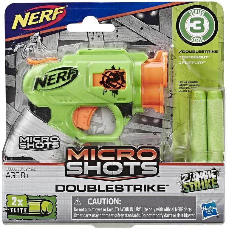 HASBRO NERF Zomobie MicroShots set blaster Doublestrike + 2 šipky Elite