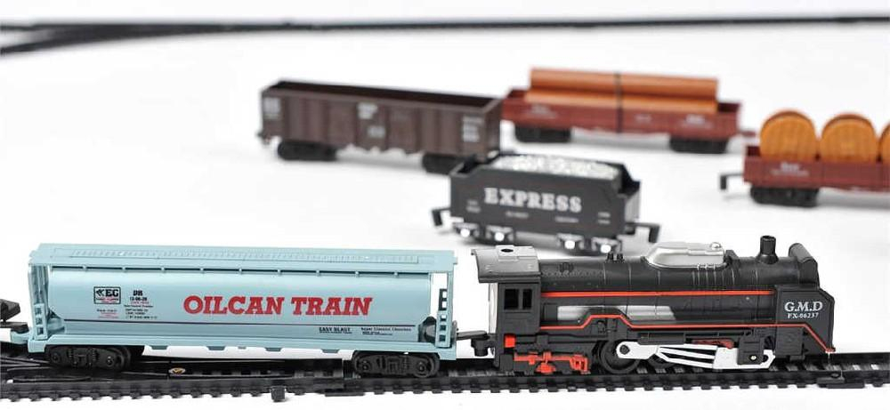 MAC TOYS Rail King sada vlaková větší lokomotiva + 9 vagónků s kolejemi