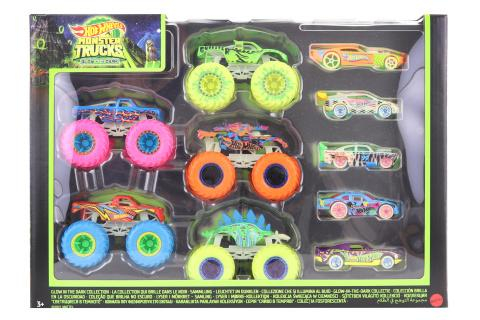 Hot Wheels Monster trucks svítící ve tmě angličák & truck HCB57