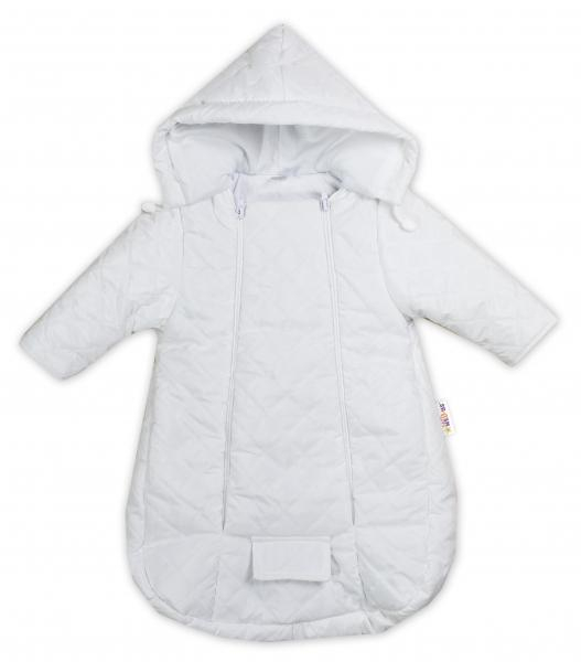 Kombinézka s kapucí do autosedačky, kočárku Lux Baby Nellys ®prošívaná - bílá - 56 (1-2m)