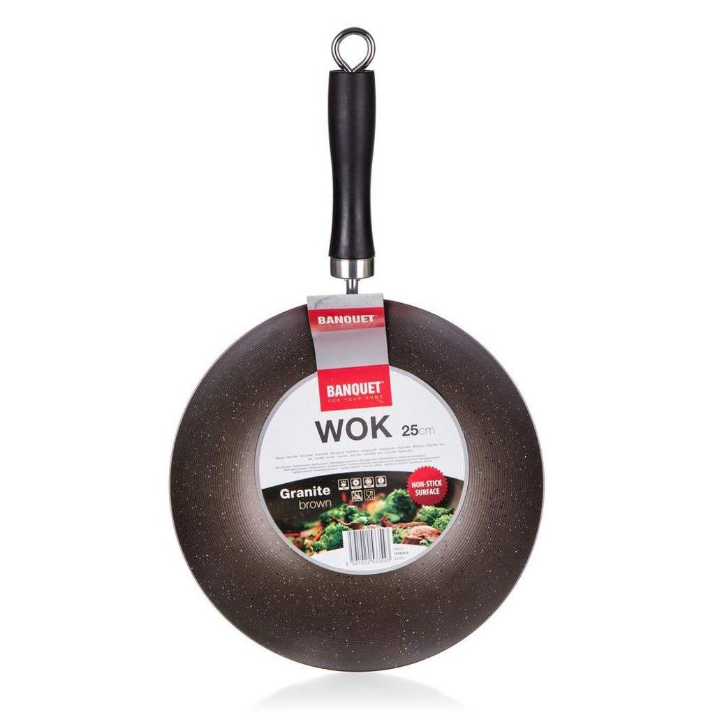 BANQUET Pánev WOK s nepřilnavým povrchem GRANITE Brown 25 cm