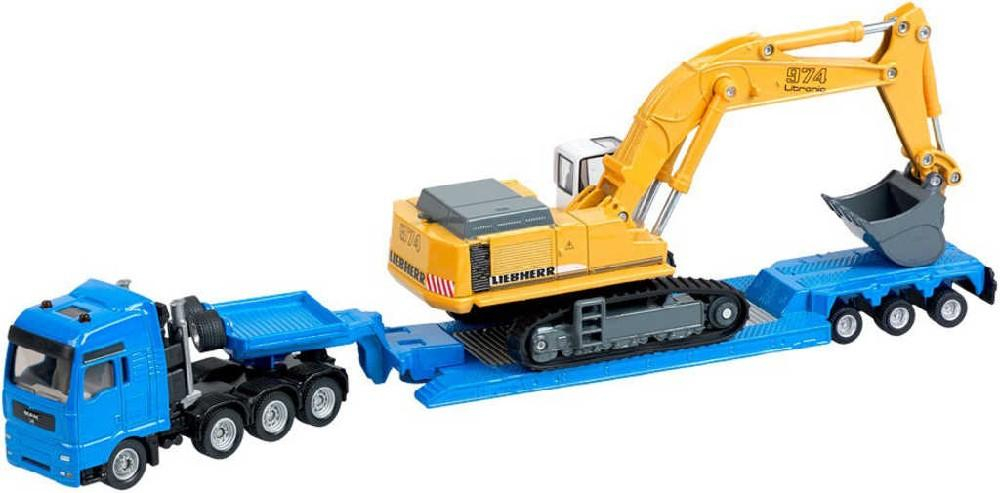 SIKU Tahač s nákladem MAN TG-A set s bagrem Liebherr 974 model 1:87 kov