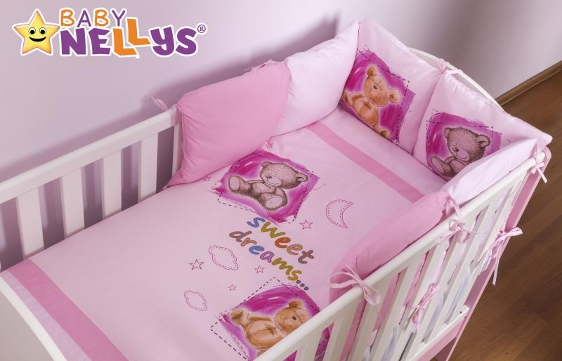 Baby Nellys Povlečení s polštářkovým mantinelem Sweet Dreams by TEDDY - růžový - 140x70