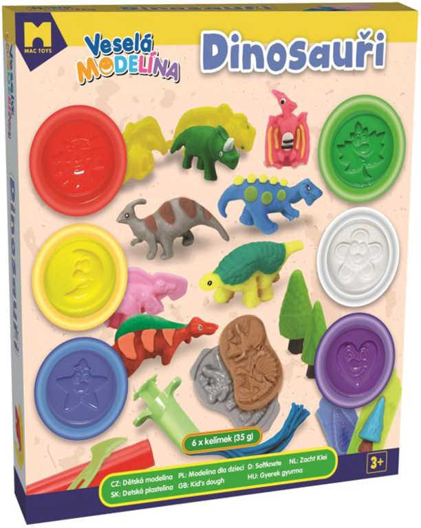 MAC TOYS Modelína dinosauři 6x 35g kreativní set s nástroji v krabici