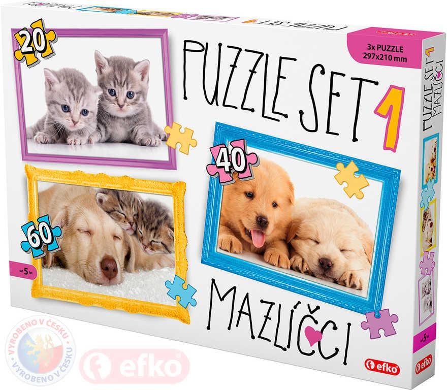 EFKO Puzzle 3v1 Mazlíčci zvířátka foto 30x21cm