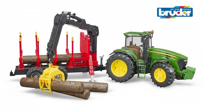 Lesnické vozy - John Deere s lesnickým přívěsem a kládami