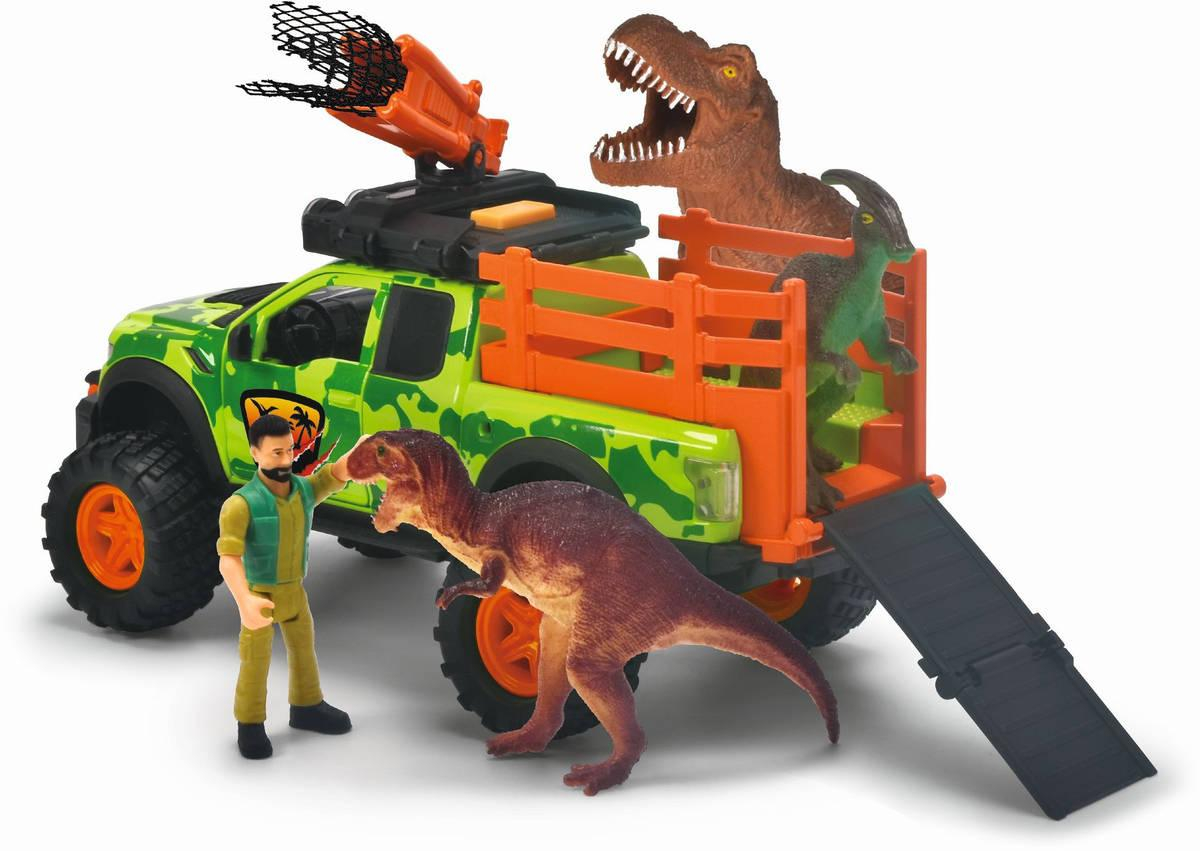 DICKIE Auto terénní Ford Raptor herní set s figurkou a 3 dinosaury v krabici