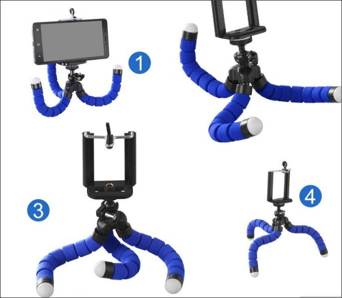 Ohebný stativ na smartphone nebo fotoaparát - Modrá