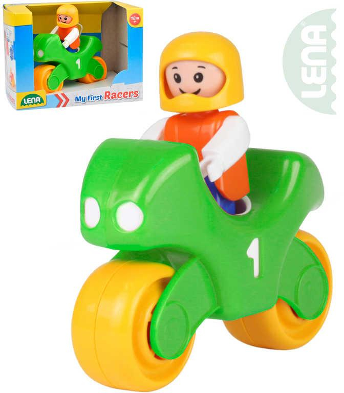 LENA My First Racers baby set motorka závodní + figurka plast pro miminko