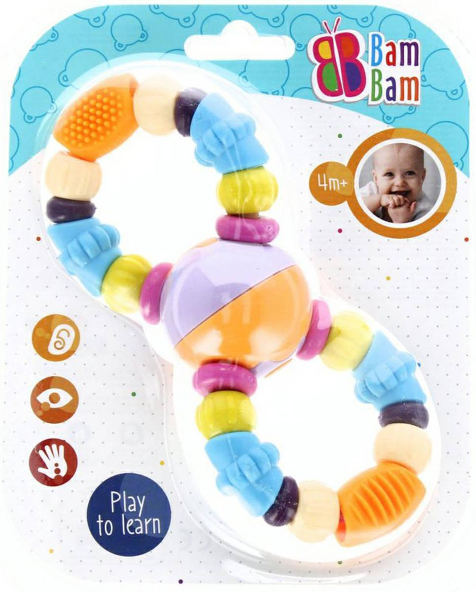 BAM BAM Baby Korálky 17cm chrastítko a kousátko pro miminko plast na kartě