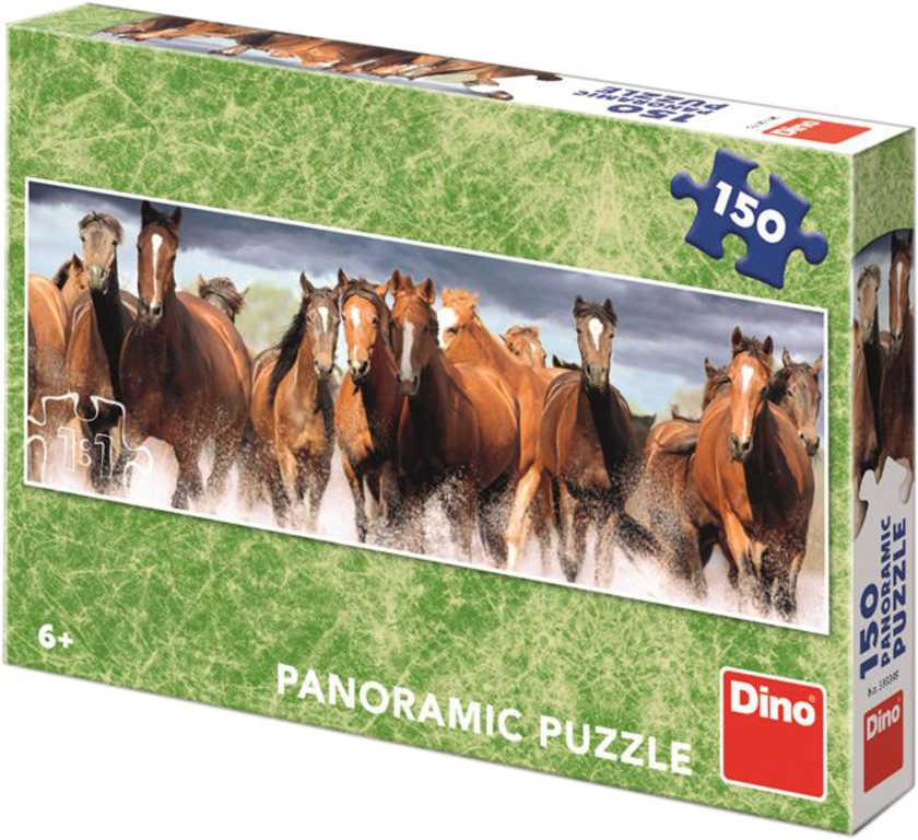 DINO Puzzle panoramatické 150 dílků Koně ve vodě 66x23cm skládačka