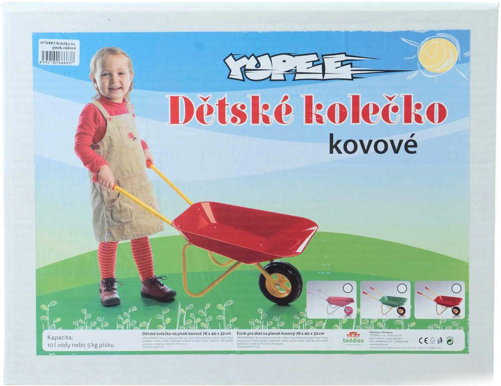 Kolečko Yupee modré 78x40x32cm dětská kovová kolečka na písek v krabici