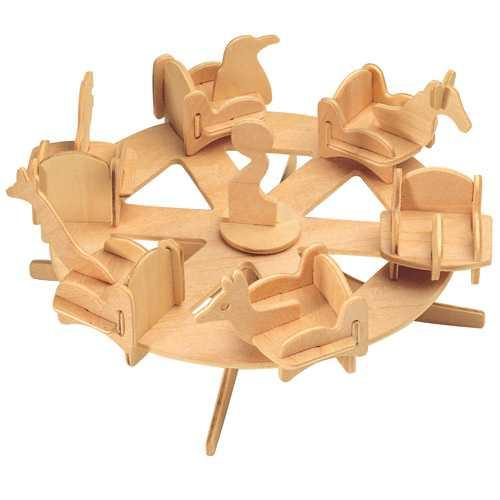 Woodcraft Dřevěné 3D puzzlekolotoč