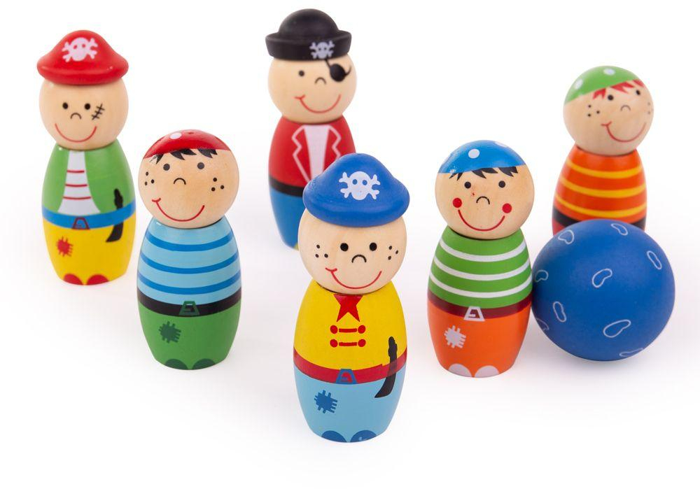 Bigjigs Toys Dřevěné kuželky Piráti