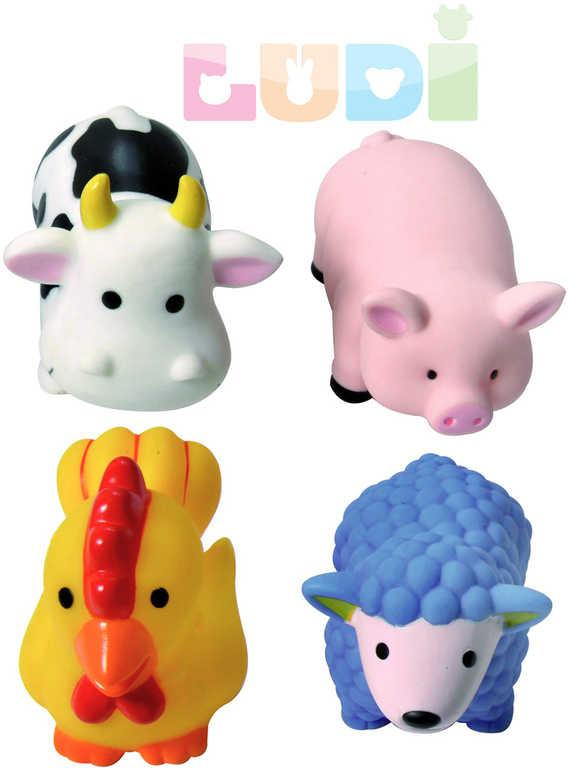 LUDI Baby Hračky do vody set zvířátka ze statku 4ks stříkací do vany