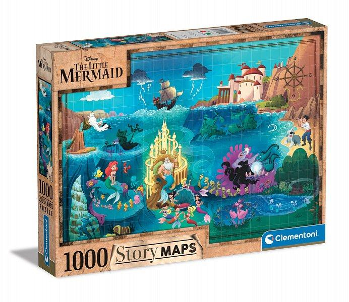 Puzzle 1000 dílků Disney Mapa - Malá mořská víla